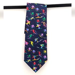 Alynn Neckwear Downhill Ski 100% Silk U.S.A Made Neck Tie EUC.